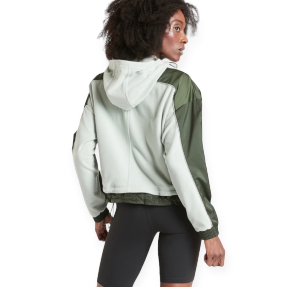 Athleta Women's Green White Zion Microfleece 1/4 Zip Hoodie Jacket Sz Small - Picture 3 of 8